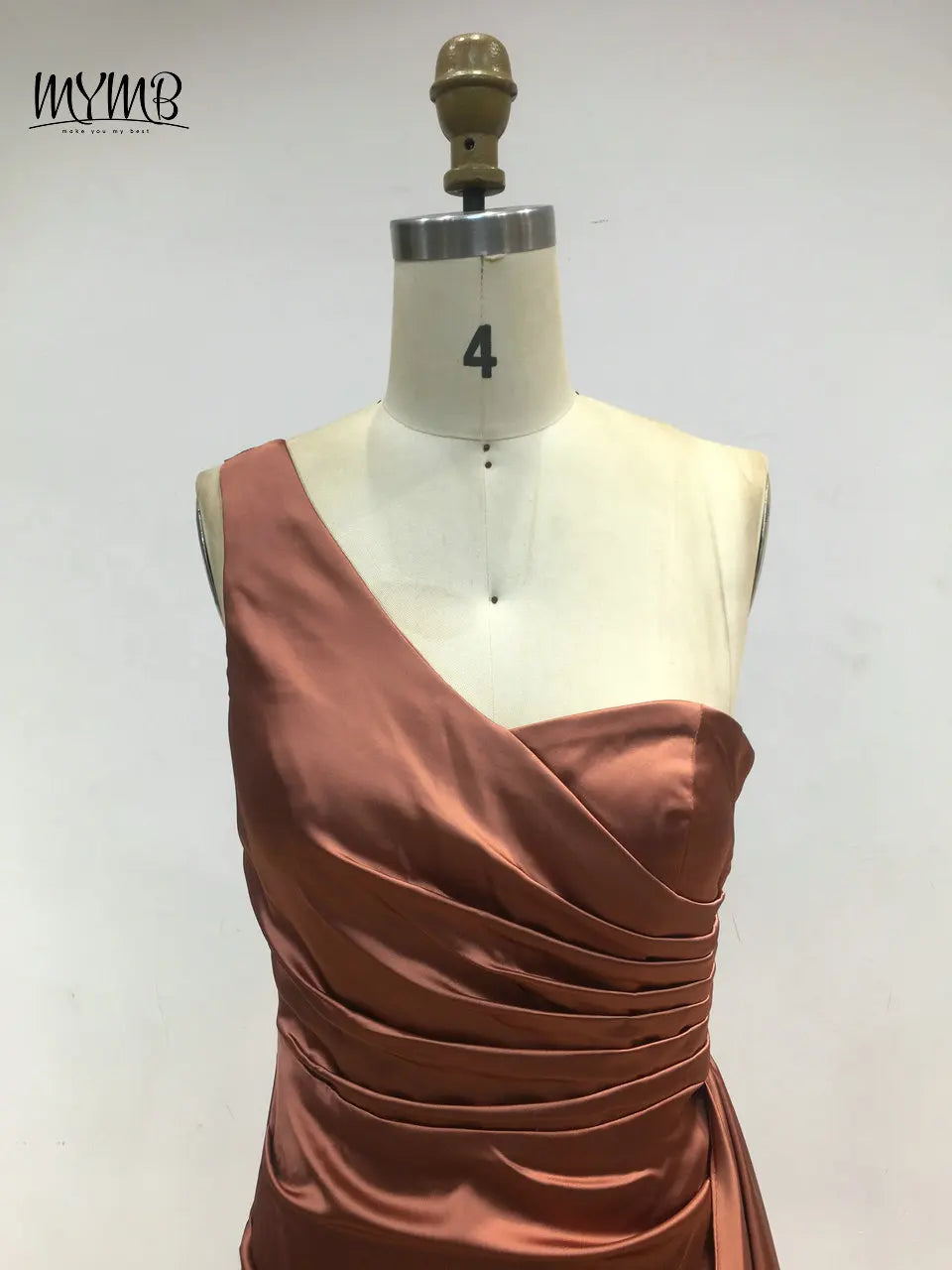 MYMB Brown One Shoulder Mermaid Elegant Bridesmaid Dresses Arabic Pleat Long Ribon Modest Evening Gowns for Women Celebrity