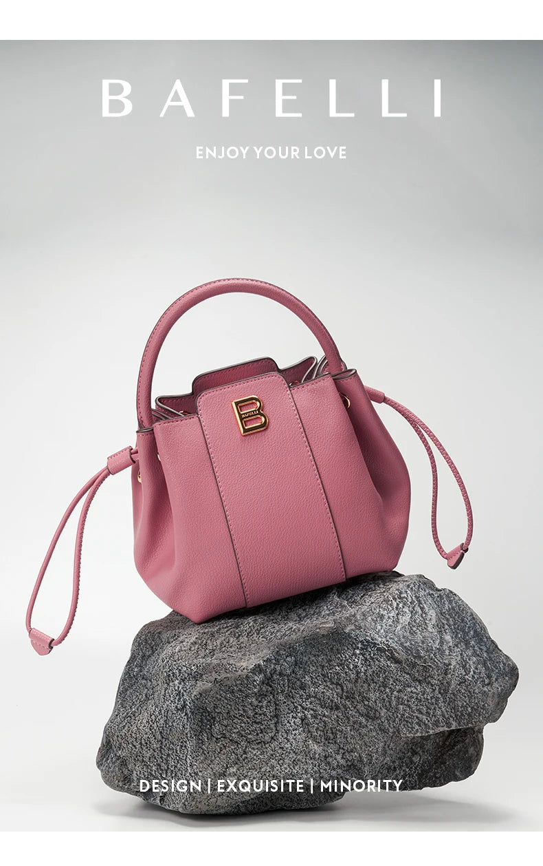 BAFELLI 2025 WOMEN'S HANDBAG BUCKET BAG FASHION LEATHER STYLISH SHOULDER LUXURY BRAND FEMALE DESIGNER PURSE CLASSIC