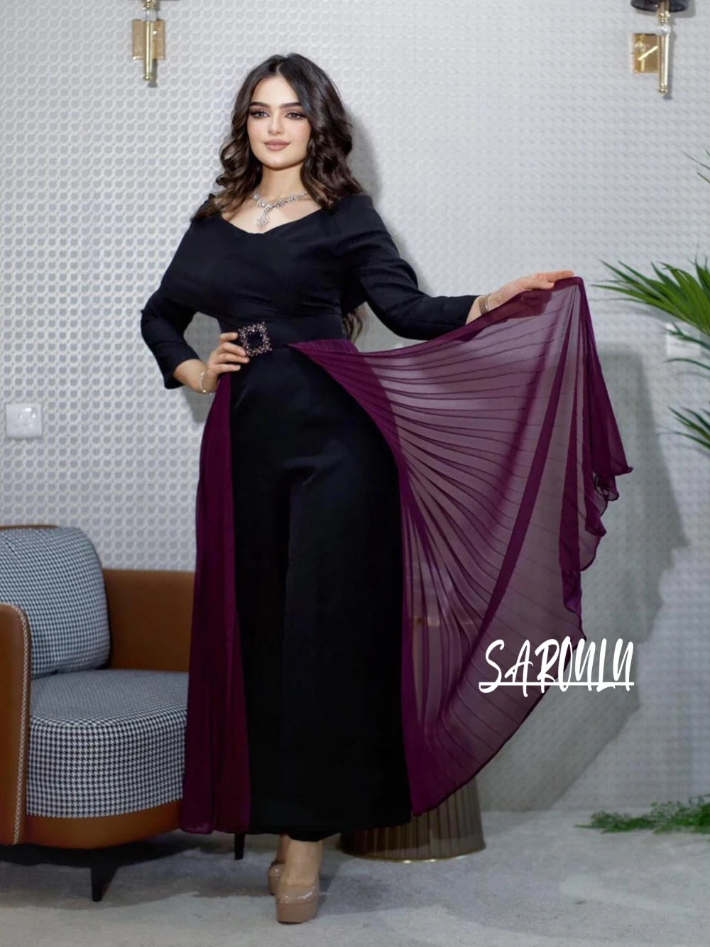 Caftan Exclusive Off Shoulder Evening Dress Muslim Dance Party Prom Gown Hot Sale Long Sleeves Romantic Women Spring Summer Wear