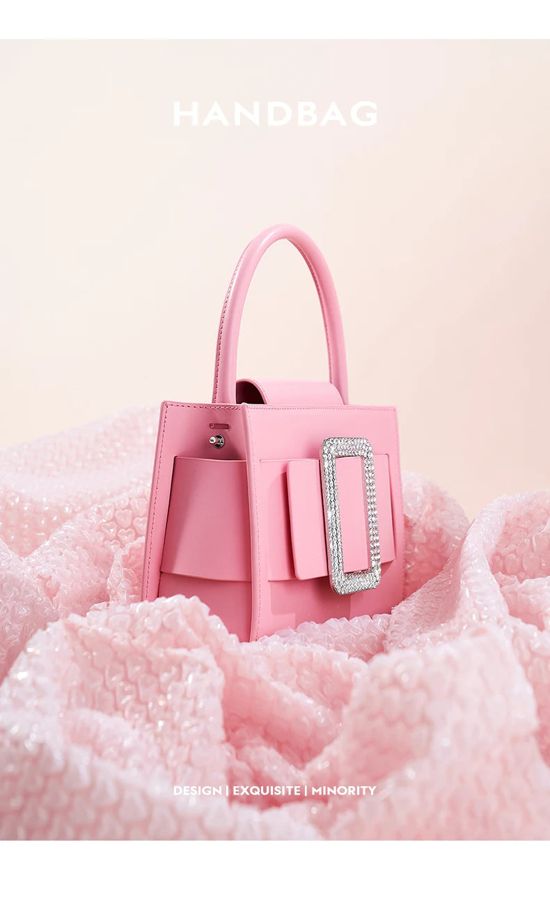 BAFELLI 2025 NEW WOMEN'S FASHION PINK EVENING HANDBAG SHOULDER BOXY BAG CASUAL PURSE LUXURY BRAND DESIGNER LEATHER TREND LADY