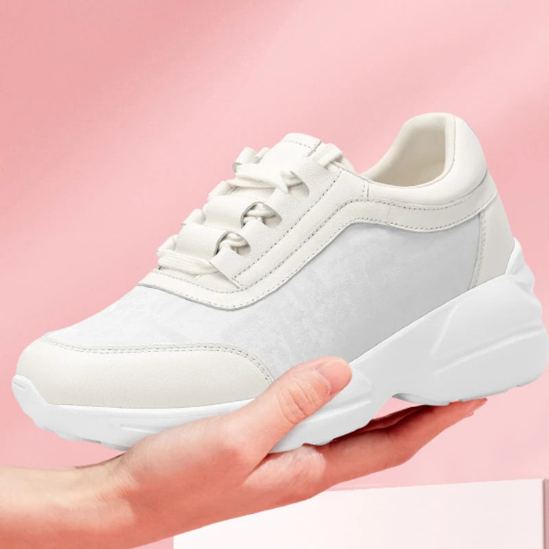 Invisible Increase Shoes for Women's 7cm White Fashionable Casual Thick Bottom Shoes Comfortable Height Increasing Skate Shoes