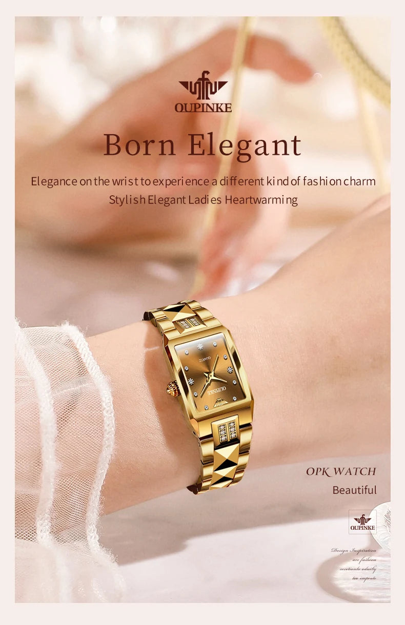 OUPINKE 3246 Japan Movement Automatic Women's Watch Luxury Elegant Diamond Tungsten steel Band Waterproof Wristwatch for Men NEW