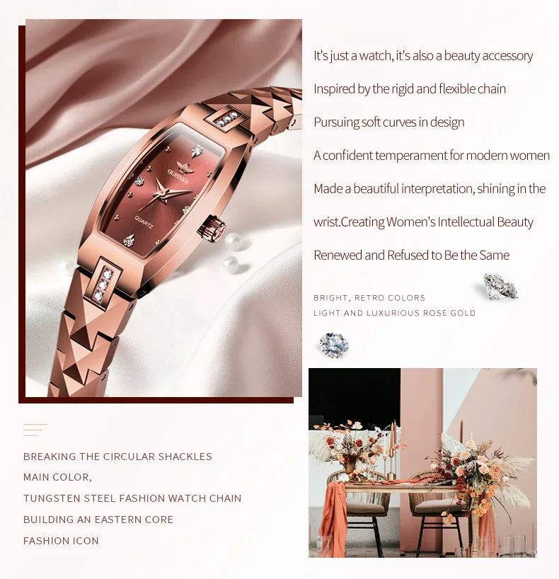 OUPINKE 3242 Women Watch Elegant Luxury Imported Swiss Movement Women Quartz Watch Diamond Tungsten Steel Watch Gift Box Set