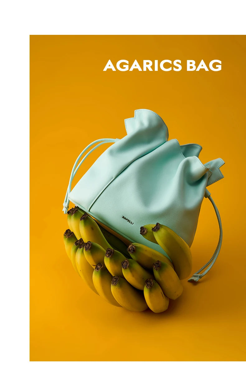 BAFELLI 2025 NEW WOMEN'S BAG LEATHER CASUAL BUCKET HANDBAGS FOR FEMALE TREND FASHION SHOPPER PURSE LUXURY BRAND SHOULDER