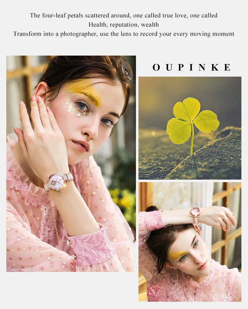 OUPINKE 3183 Women Watch Top Luxury Brand Automatic Mechanical Tungsten Steel Watchstrap Waterproof Gift Box Watches For Women