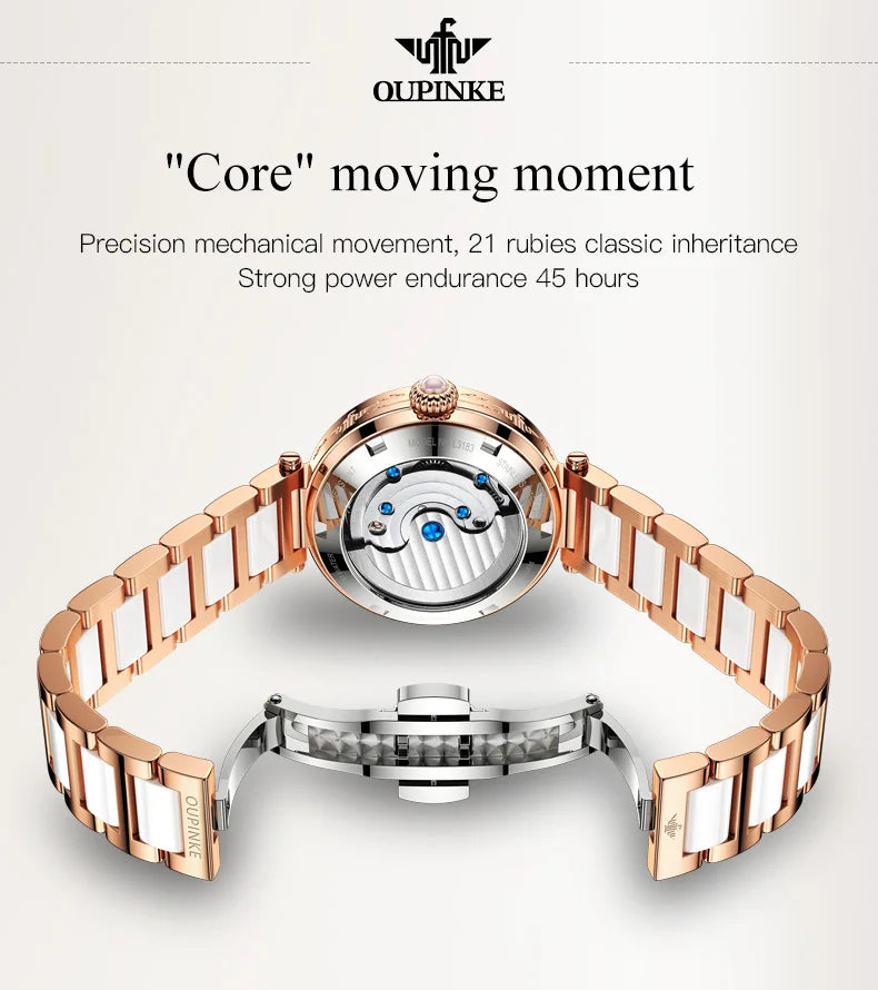 OUPINKE 3183 Women Watch Top Luxury Brand Automatic Mechanical Tungsten Steel Watchstrap Waterproof Gift Box Watches For Women