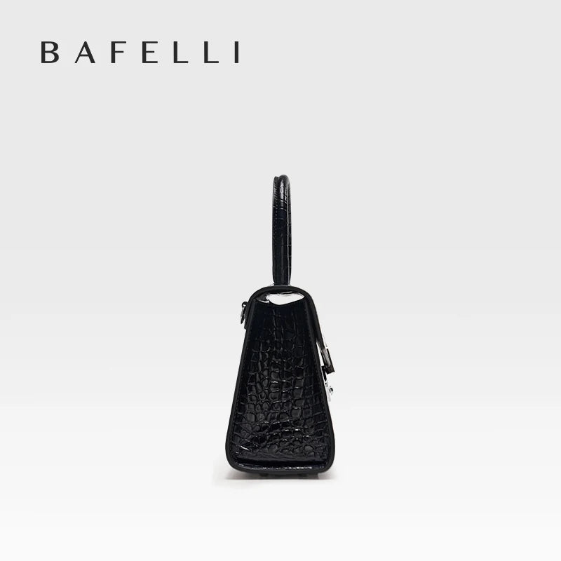 Luxury Genuine Leather Women's Handbag Bafelli Crocodile Pattern Shoulder Bag & Crossbody Purse Stylish Versatile Designer Bag