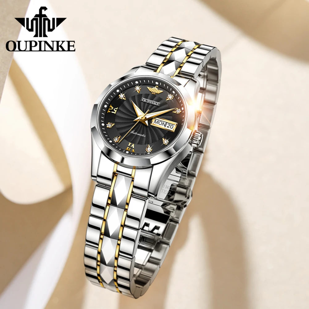 OUPINKE 3169 Luxury Elegant Fashion Womens Watch Automatic Mechanical Day Date Watch For Ladies Waterproof Original Gifts Reloj