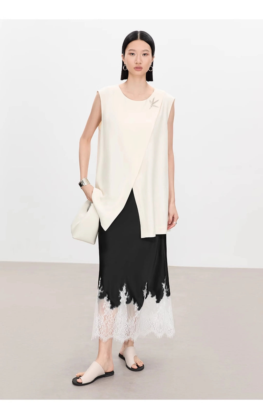 2025 New Arrival Summer Women Casual High Waist Elegant Slim Pencil Skirt Lace Patchwork Good Quality Ankle-length Skirts T11