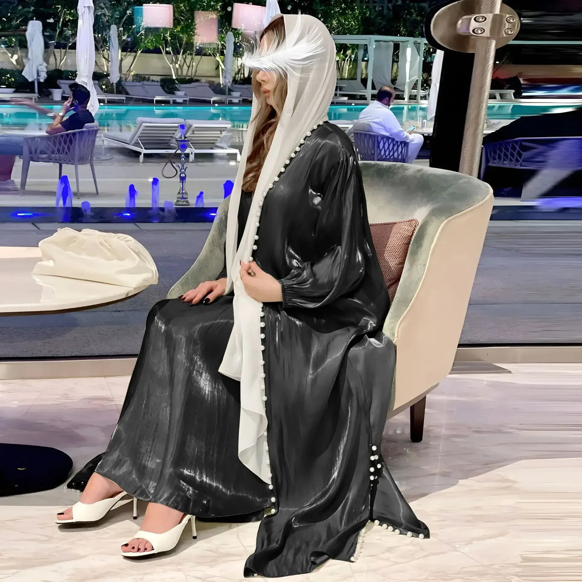2025 Caftan Muslim Abaya Women Dress 2 Piece Set Abayas Gowns Dubai Arabic Silk Satin Kimono Cardigan Robe Outwear Autumn