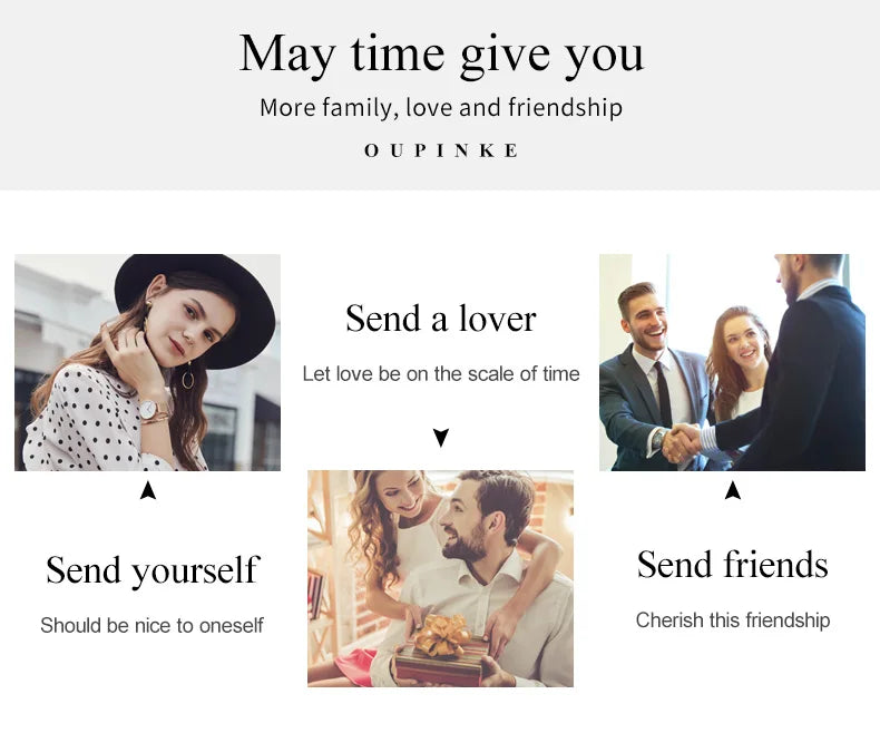 OUPINKE 3172 Fashion Simple Women Watch Gold Luxury Automatic Movement Mechanical Watch Business Calendar Elegant Women Watch