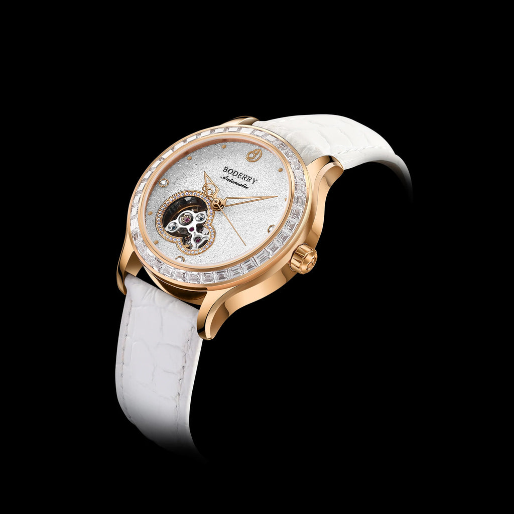 Boderry Luxury Watch Women Automatic Seagull ST1 Diamond Skeleton Sapphire Crystal Glass Female Waterproof Wristwatch Marry Gift