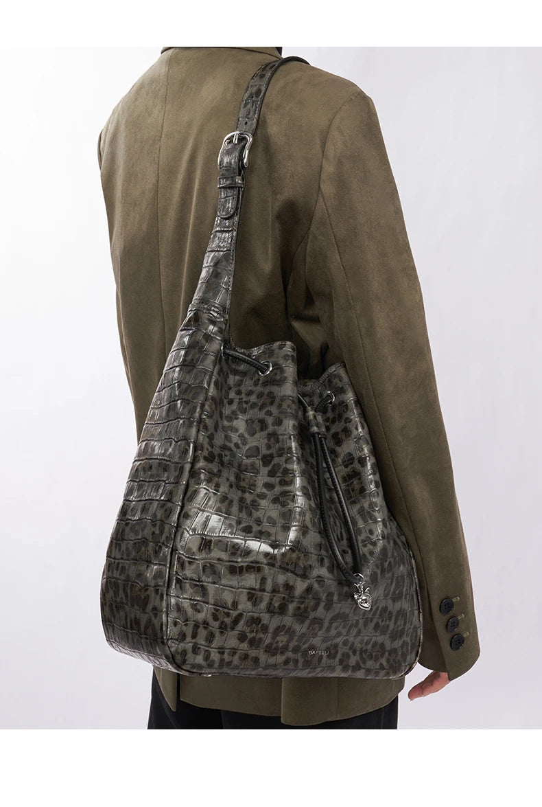 BAFELLI WOMEN'S NEW BAGS LUXURY FASHION LEATHER HANDBAGS 2025 HIGH QUALITY DESIGNER BRAND CAPACITY LADIES SHOULDER LEOPARD PRINT