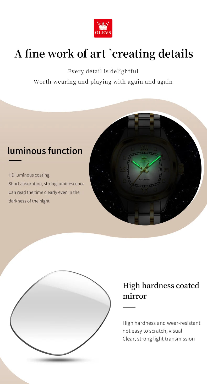 OLEVS 9810 Ladies Watch Luxury Automatic Mechanical Watch Waterproof Luminous Date Watch For Women Bracelet Set Original Reloj