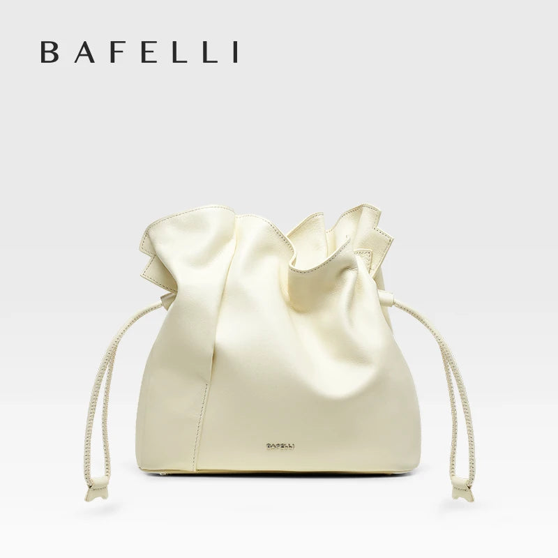 BAFELLI 2025 NEW WOMEN'S BAG LEATHER CASUAL BUCKET HANDBAGS FOR FEMALE TREND FASHION SHOPPER PURSE LUXURY BRAND SHOULDER