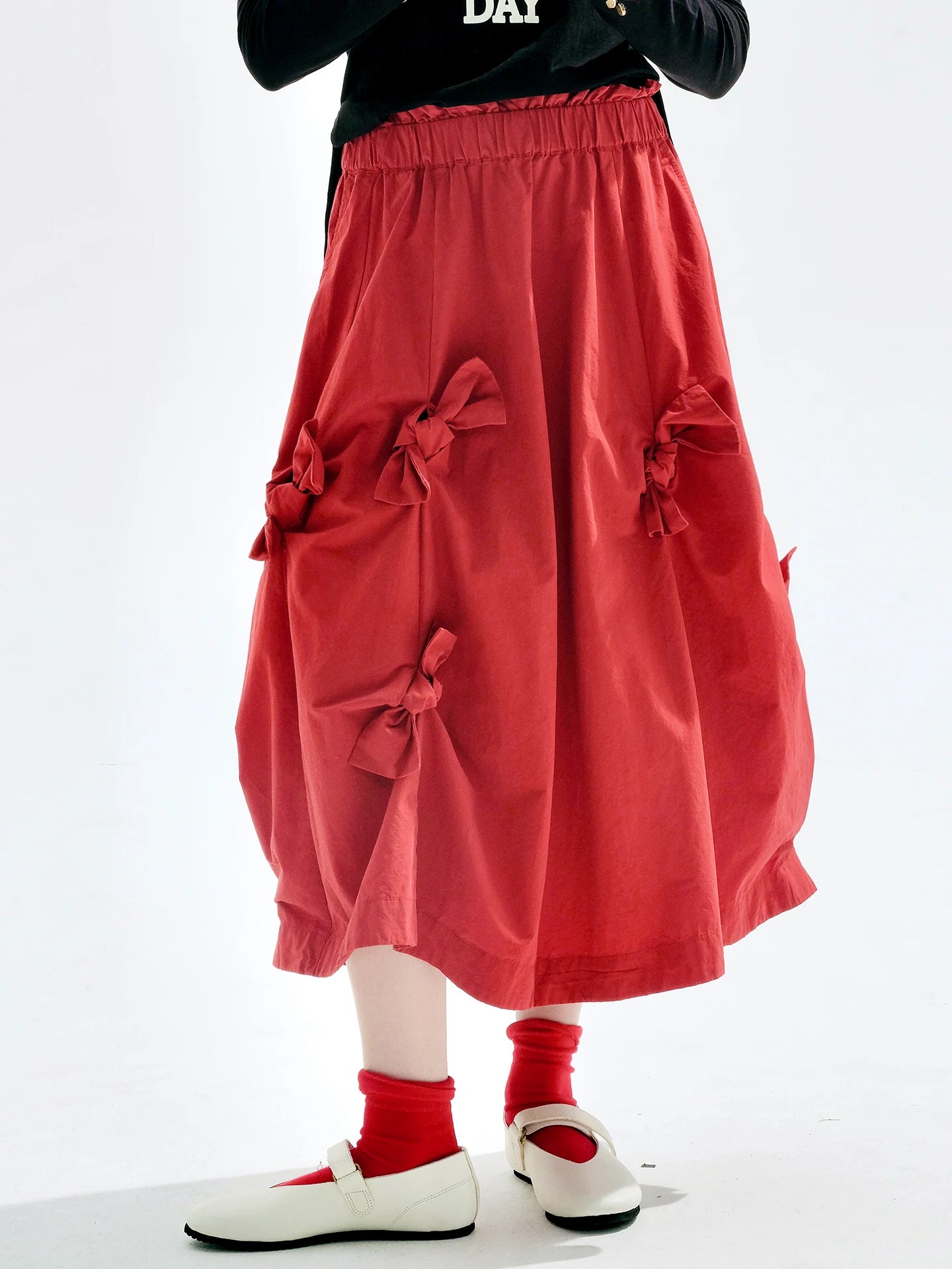 imakokoni 2025 Early Autumn Artistic Washed Braided Bow Half-Dress Casual Retro Women's A-Line Skirt255188