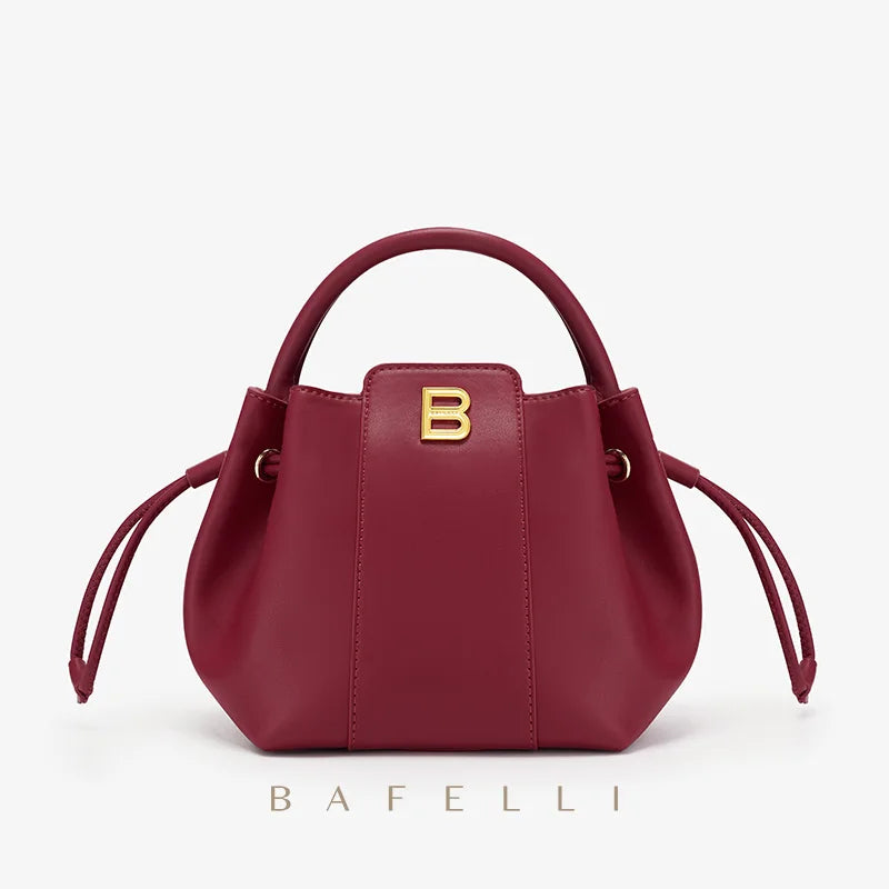 BAFELLI 2025 WOMEN'S HANDBAG BUCKET BAG FASHION LEATHER STYLISH SHOULDER LUXURY BRAND FEMALE DESIGNER PURSE CLASSIC