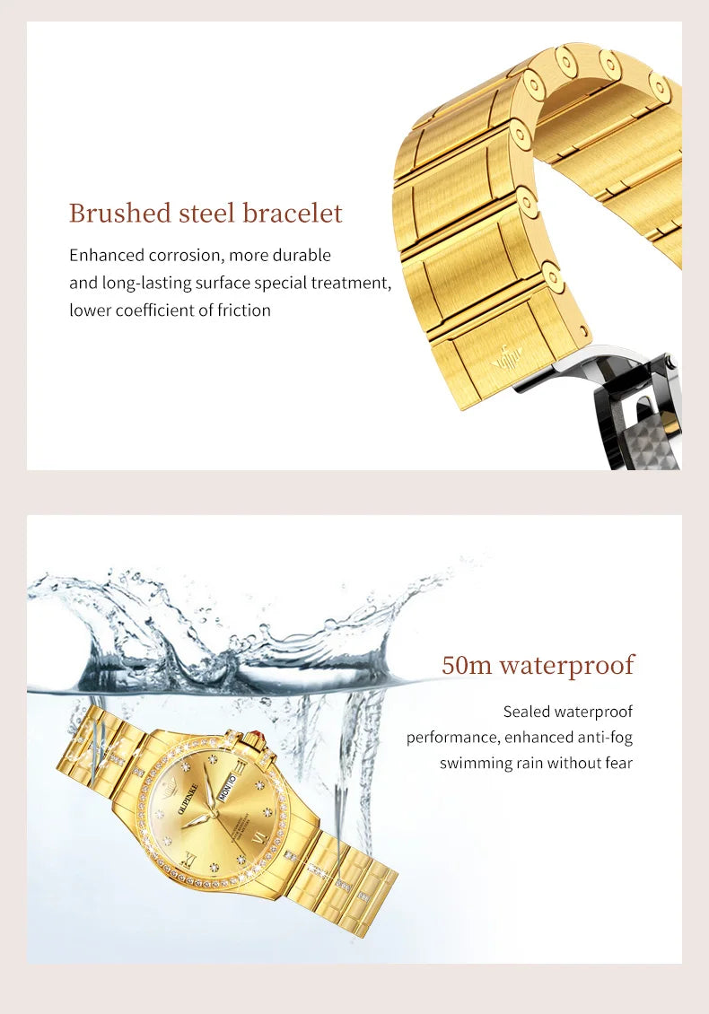 OUPINKE 3195 Japan Imported Automatic Movement Mechanical Watch for Women Diamond Ladies Watch Waterproof Dual Calendar Watch