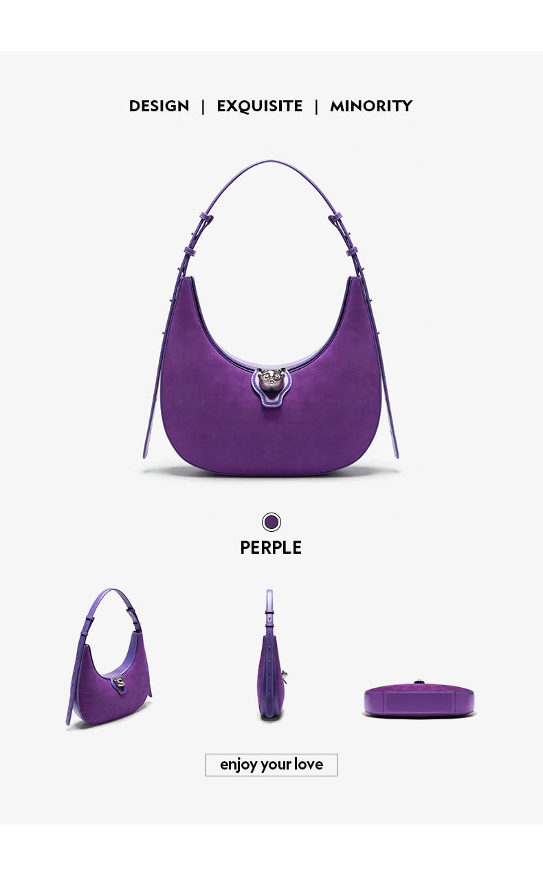 BAFELLI 2025 NEW WOMEN'S HANDBAG CAT SERIES GENUINE LEATHER LUXURY BRAND FASHION RETRO STYLE SHOULDER HOBOS FLAP BAGS FEMALE