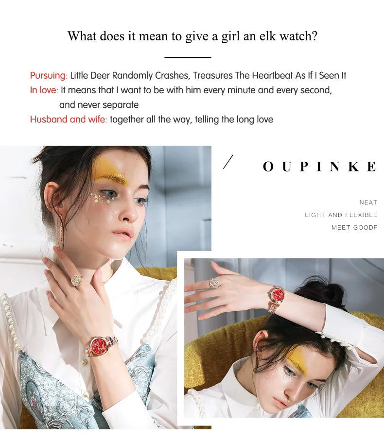 OUPINKE 3180 Luxury Brand Women Watch Original Automatic Mechanical Watch Calendar Elegant Women Dress Bracelet Watch Gift Box