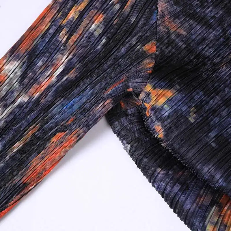 [Vibe] Modest Pleated Robe Islamic Pleated 2025 Muslim Long Sleeve Dress Cape Printed Women Fashion Abaya