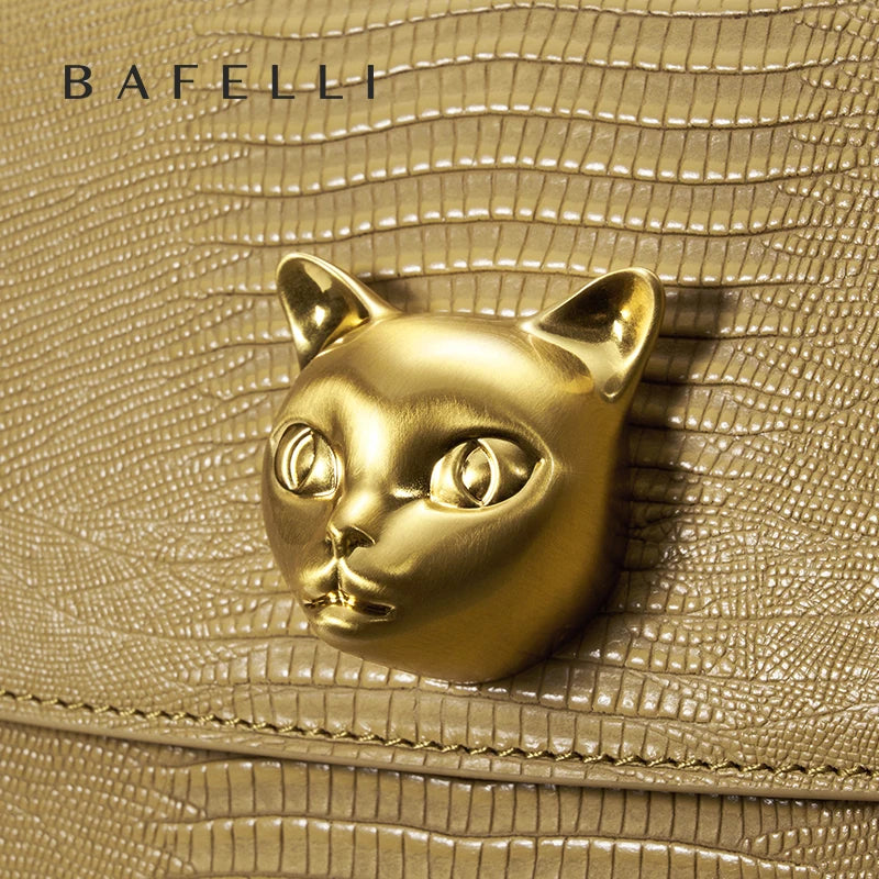 BAFELLI 2025 NEW TREND BOXY MESSAGE BAG LEATHER CAT WOMEN'S CROSSBODY FEMALE SHOULDER PURSE STYLISH FASHION LUXURY DESIGNER