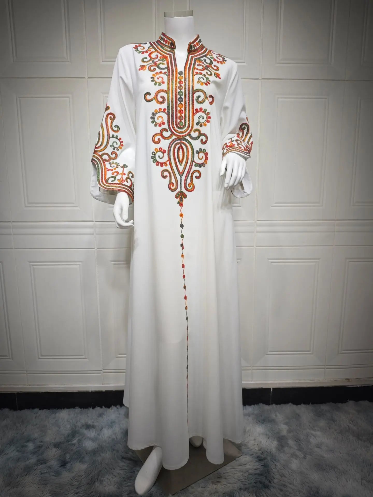 2025 Autumn And Winter Muslim Fashion Women's Embroidery Rope Embroidery Middle East Robe Arabic Dress