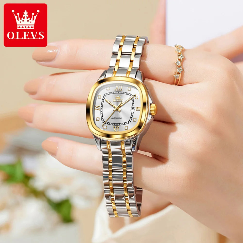 OLEVS 9810 Ladies Watch Luxury Automatic Mechanical Watch Waterproof Luminous Date Watch For Women Bracelet Set Original Reloj