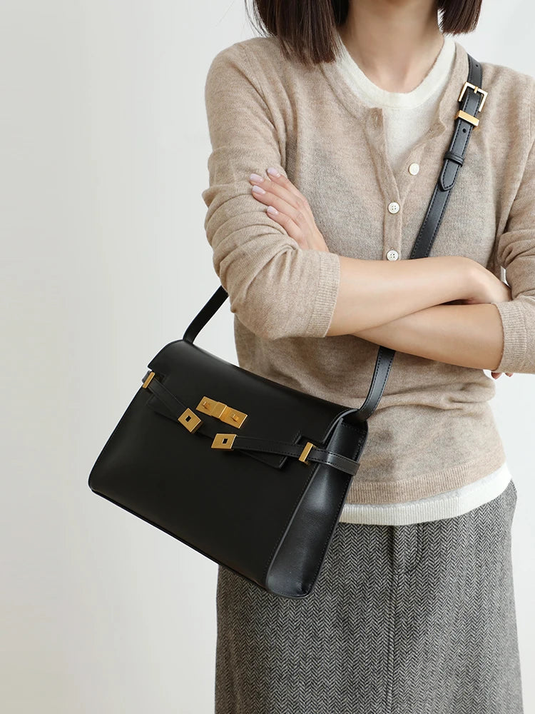 Designer luxury bag women's bag Premium vintage crossbody bag Casual commuter leather shoulder bag