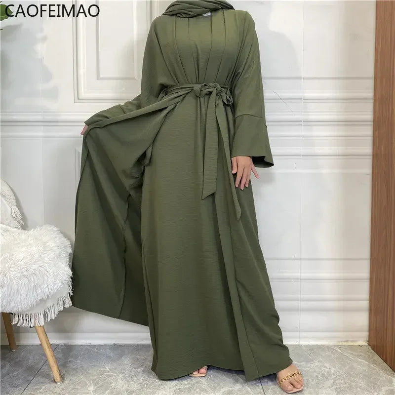 Muslim Fashion Hijab Dubai Abaya Long Dresses Women with Sashes Islam Clothing Abaya African Dresses for Women Musulman Djellaba