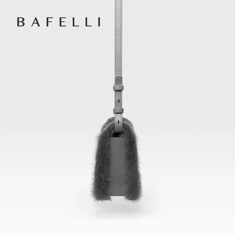 BAFELLI 2025 NEW WOMEN'S BAGS FASHION TRENDING FUR GENUINE LEATHER LUXURY BRAND ORIGINAL DESIGNER CROSSBODY SHOULDER PURSE