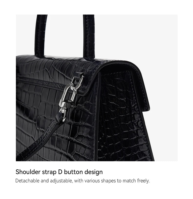 Luxury Genuine Leather Women's Handbag Bafelli Crocodile Pattern Shoulder Bag & Crossbody Purse Stylish Versatile Designer Bag