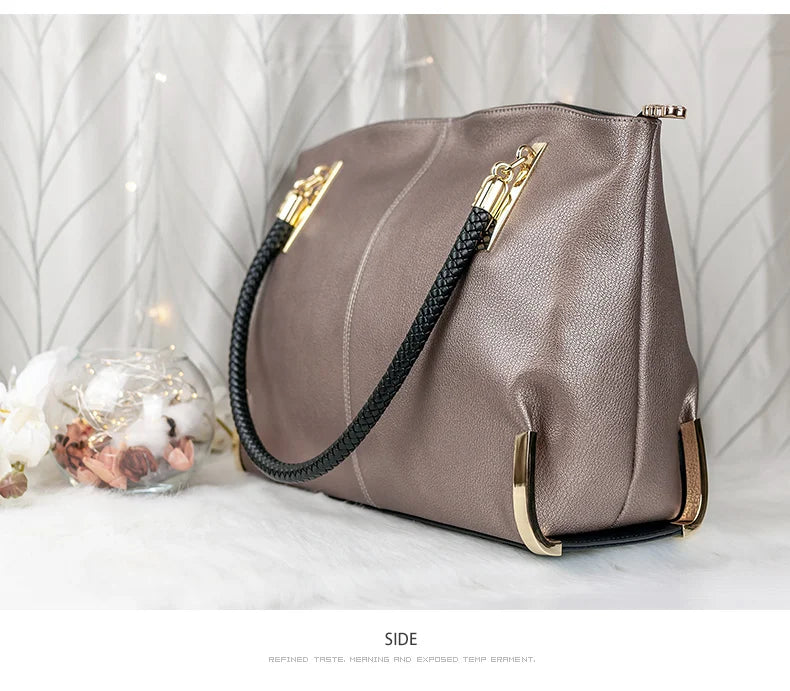 FOXER Brand Stylish Women Cowhide Leather Handbag Female Shoulder Bag Design Luxury Lady Large Capacity Zipper Top-Handle Bags