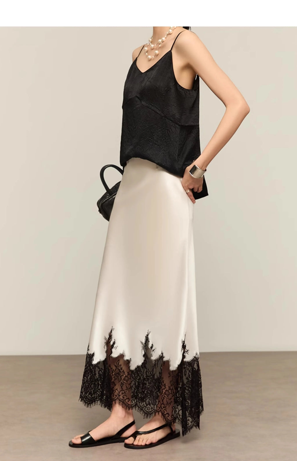 2025 New Arrival Summer Women Casual High Waist Elegant Slim Pencil Skirt Lace Patchwork Good Quality Ankle-length Skirts T11