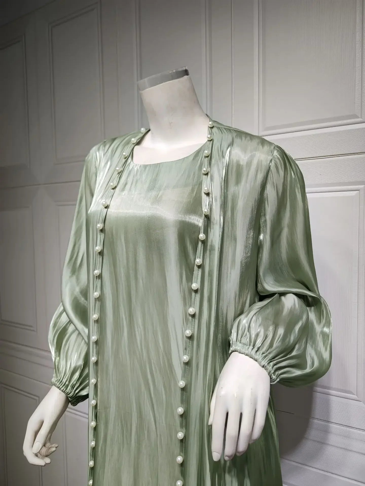 2025 Caftan Muslim Abaya Women Dress 2 Piece Set Abayas Gowns Dubai Arabic Silk Satin Kimono Cardigan Robe Outwear Autumn