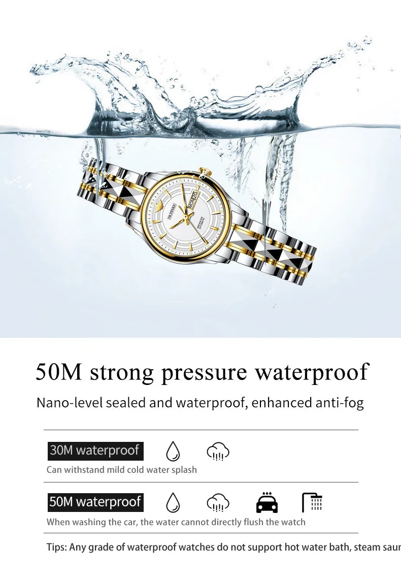 OUPINKE 3170 Womens Watch Elegant Luxury Original Automatic Mechanical Dual Calendar Watches For Ladies Waterproof Reloj Mujer