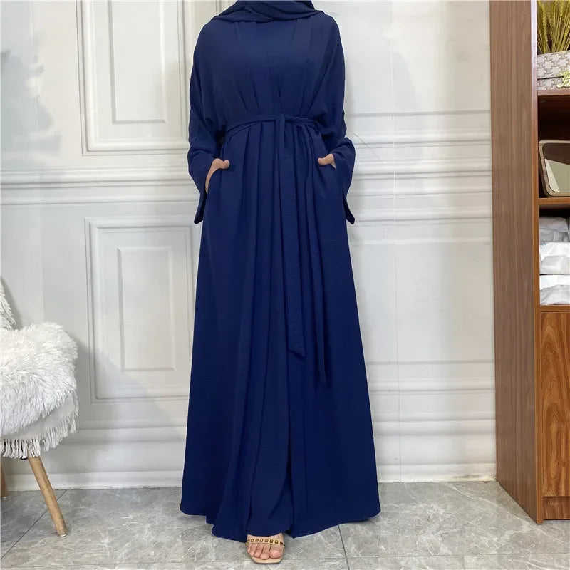 Muslim Fashion Hijab Dubai Abaya Long Dresses Women with Sashes Islam Clothing Abaya African Dresses for Women Musulman Djellaba