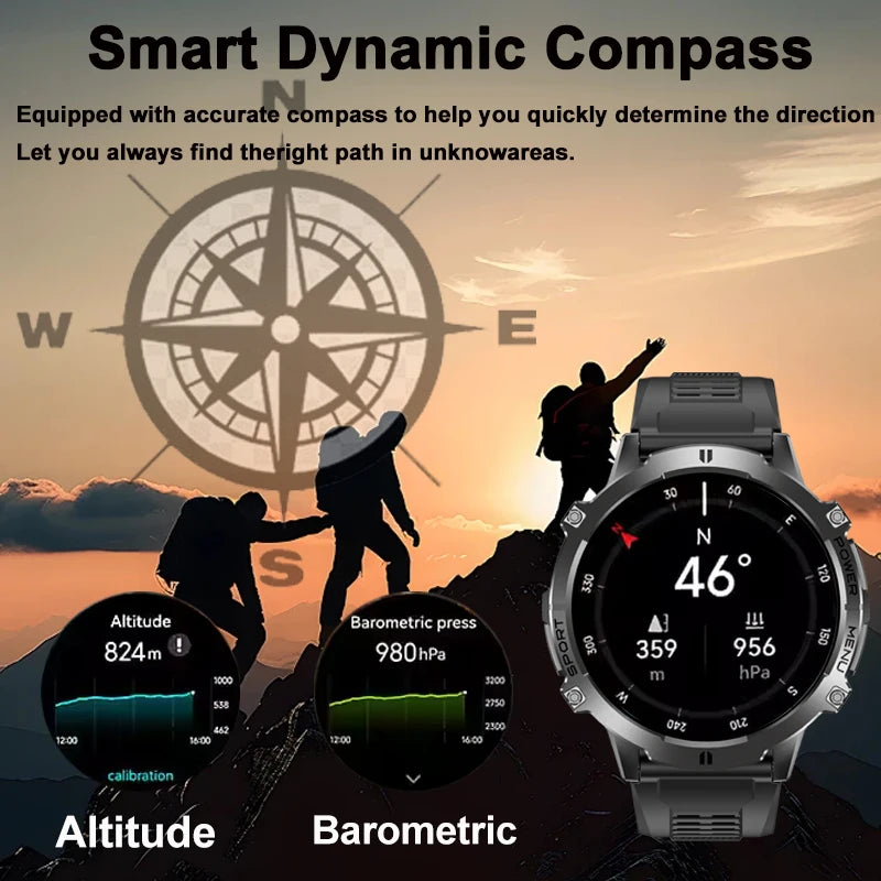 For XIAOMI 1000MAH endurance Sport Smart Watch Men 1.73-inch HD Screen GPS tracker Compass Bluetooth Call Waterproof Smart Watch