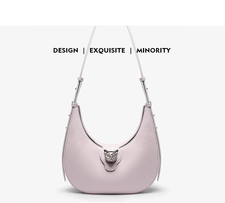 BAFELLI 2025 NEW WOMEN'S HANDBAG CAT SERIES GENUINE LEATHER LUXURY BRAND FASHION RETRO STYLE SHOULDER HOBOS FLAP BAGS FEMALE