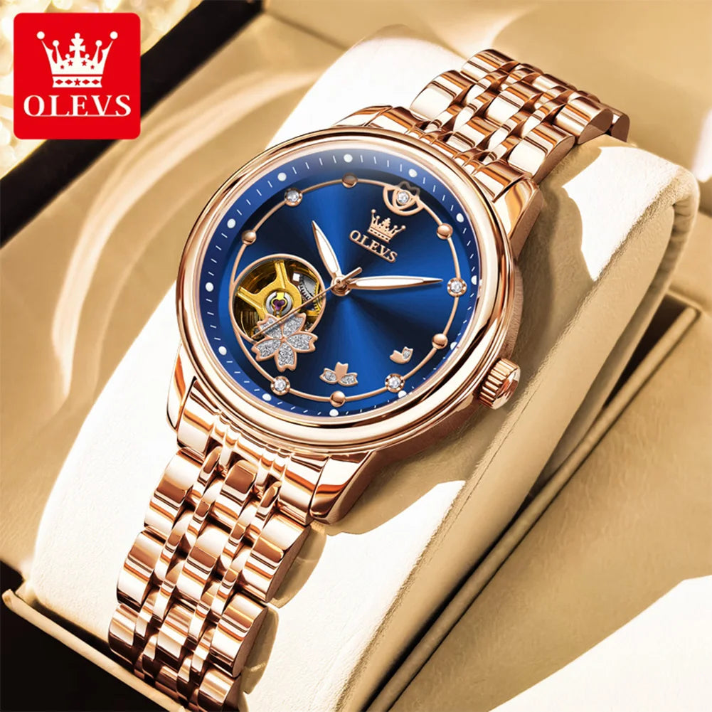 OLEVS 6732 Women Watches Luxury FashionAutomatic Mechanical Watch Stainless Steel Waterproof Watches For Women Gifts Box New