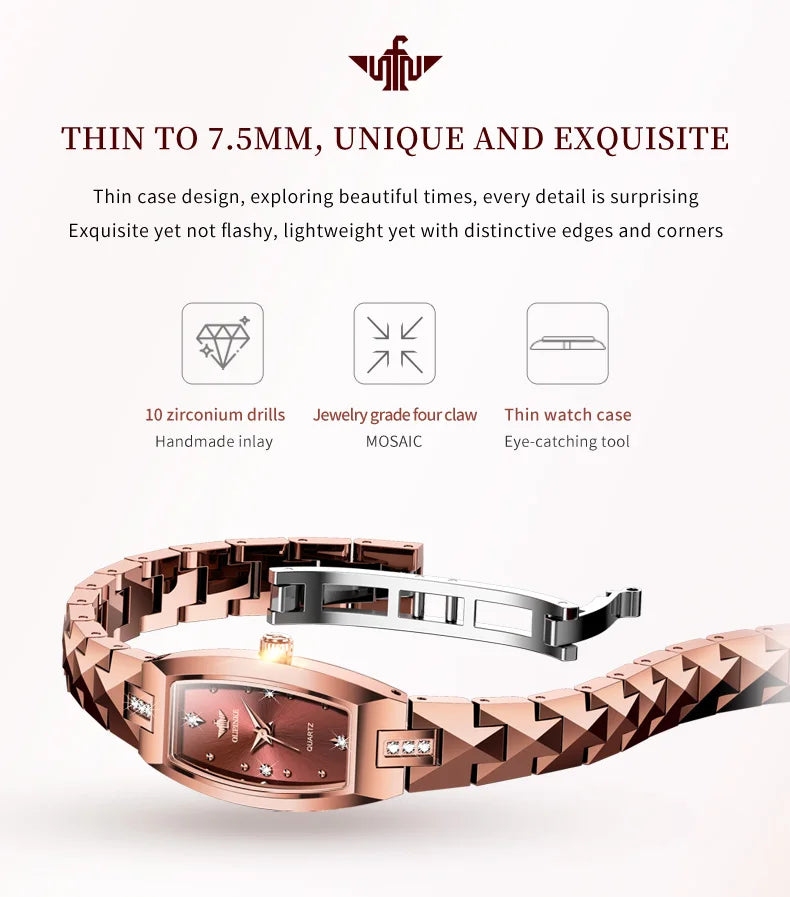 OUPINKE 3242 Women Watch Elegant Luxury Imported Swiss Movement Women Quartz Watch Diamond Tungsten Steel Watch Gift Box Set