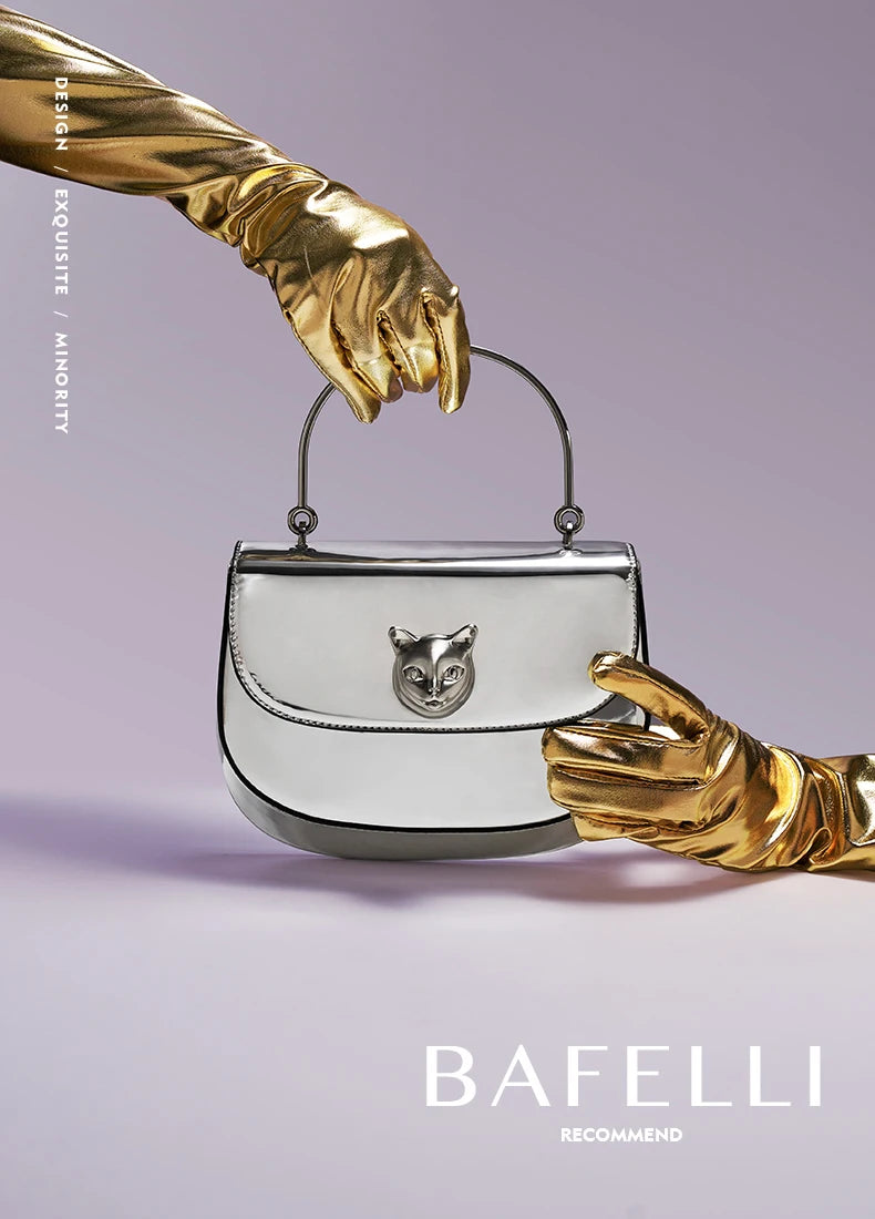 BAFELLI 2025 NEW WOMEN'S HANDBAG CAT EVENING PURSE LUXURY BRAND DESIGNER STYLE FASHION CASUAL CROSSBODAY LEATHER STYLISH