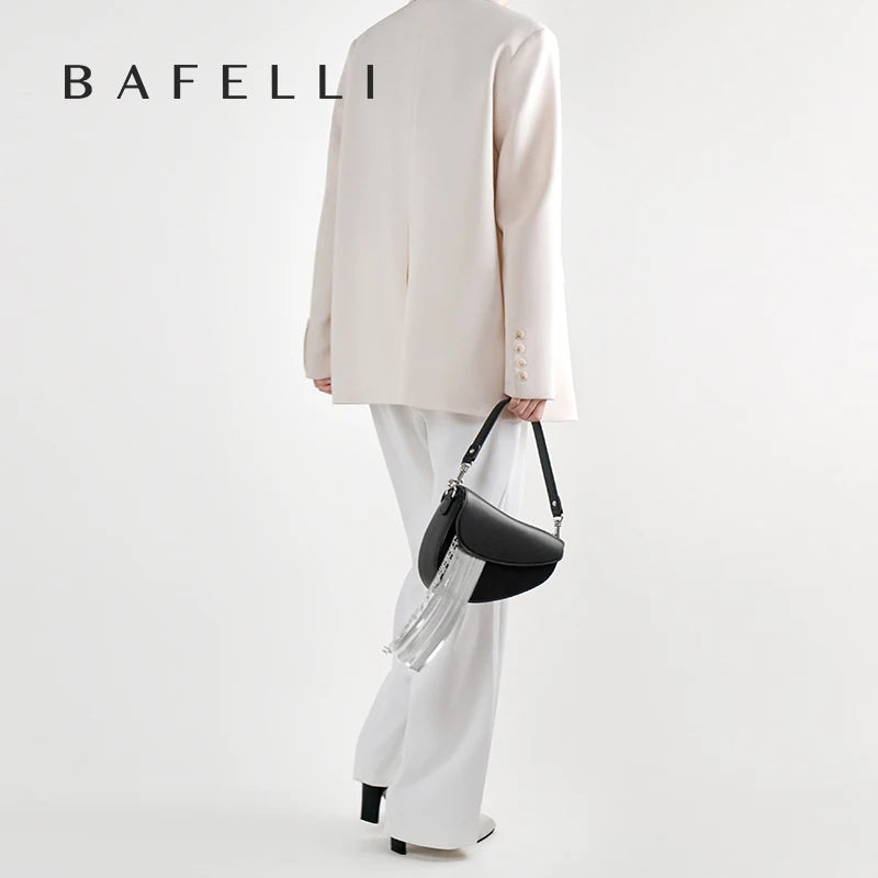 BAFELLI 2025 NEW LUXURY WOMAN BAGS LEATHER STYLISH INDIVIDUALITY FASHION TASSELS PURSE SHOULDER CROSSBODY HANDBAGS FEMALE SADDLE