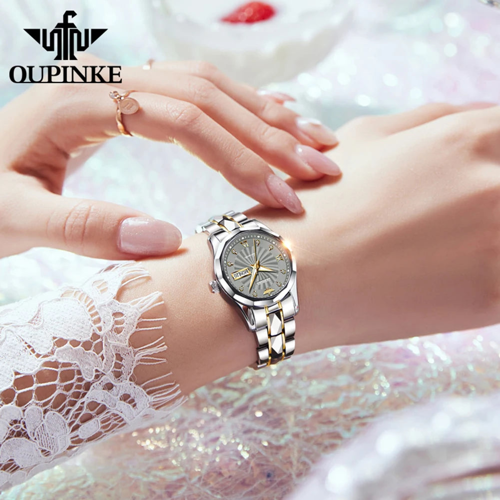 OUPINKE 3169 Luxury Elegant Fashion Womens Watch Automatic Mechanical Day Date Watch For Ladies Waterproof Original Gifts Reloj