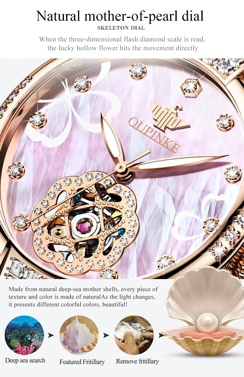 OUPINKE 3183 Women Watch Top Luxury Brand Automatic Mechanical Tungsten Steel Watchstrap Waterproof Gift Box Watches For Women