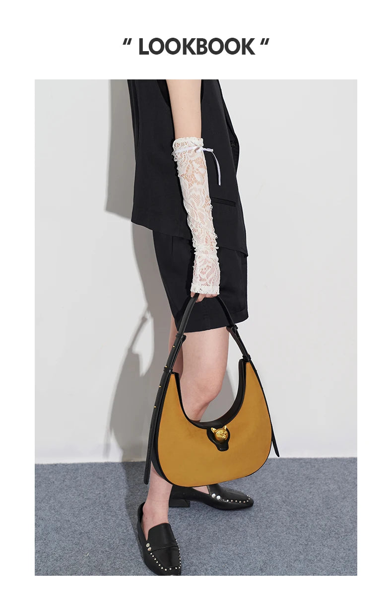 BAFELLI 2025 NEW WOMEN'S HANDBAG CAT SERIES GENUINE LEATHER LUXURY BRAND FASHION RETRO STYLE SHOULDER HOBOS FLAP BAGS FEMALE