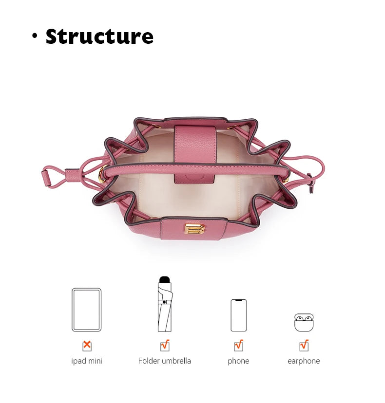 BAFELLI 2025 WOMEN'S HANDBAG BUCKET BAG FASHION LEATHER STYLISH SHOULDER LUXURY BRAND FEMALE DESIGNER PURSE CLASSIC