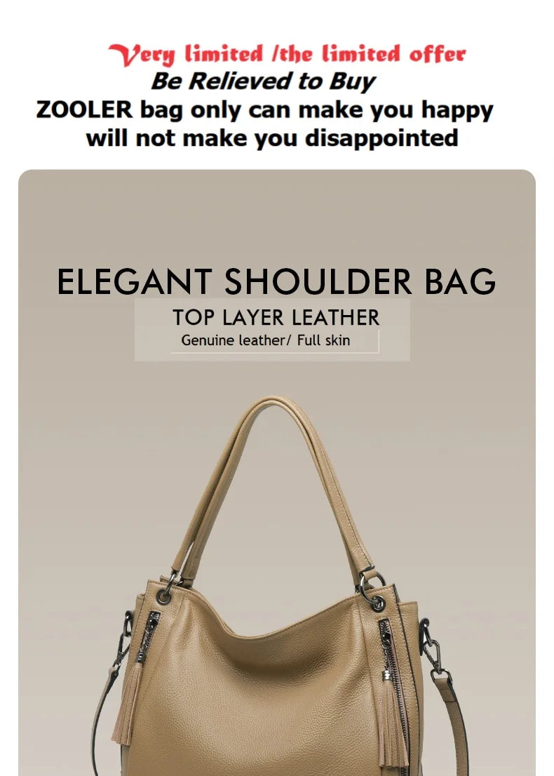Limited Bag ZOOLER Brand Women Genuine Leather Shoulder Bags Female Leather Handbag Purses Cow Skin Bag Elegant Style #SC1753