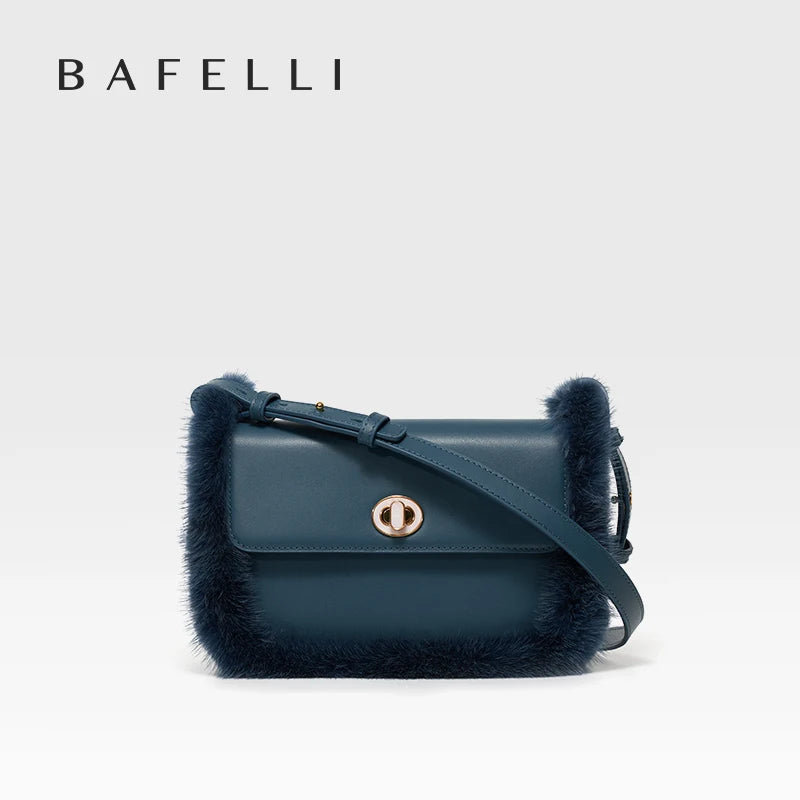 BAFELLI 2025 NEW WOMEN'S BAGS FASHION TRENDING FUR GENUINE LEATHER LUXURY BRAND ORIGINAL DESIGNER CROSSBODY SHOULDER PURSE