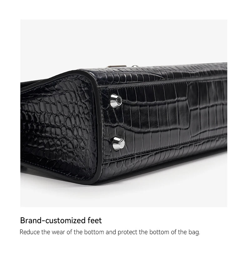 Luxury Genuine Leather Women's Handbag Bafelli Crocodile Pattern Shoulder Bag & Crossbody Purse Stylish Versatile Designer Bag